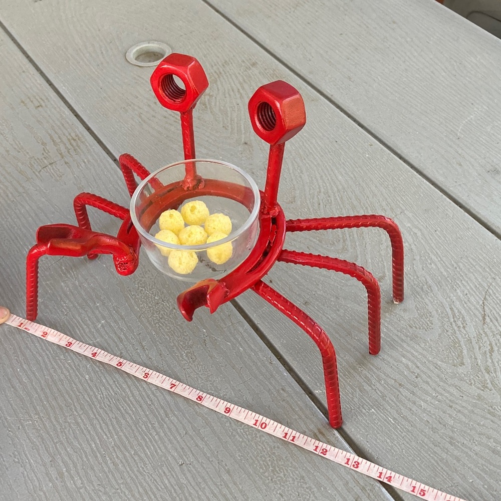 Red Metal Crab Decorative Snack / trinket / bottle  holder